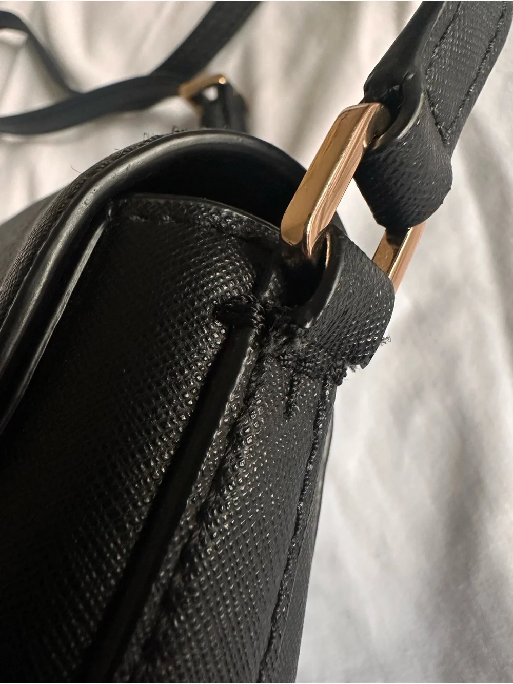 Tory Burch Black Saddle Crossbody with Gold Logo